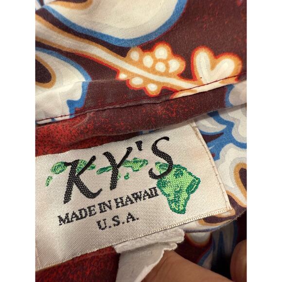 Vintage KYS INTERNATIONAL FASHIONS Men M Hawaiian Hibiscus Shirt MADE IN  Hawaii - Picture 2 of 4